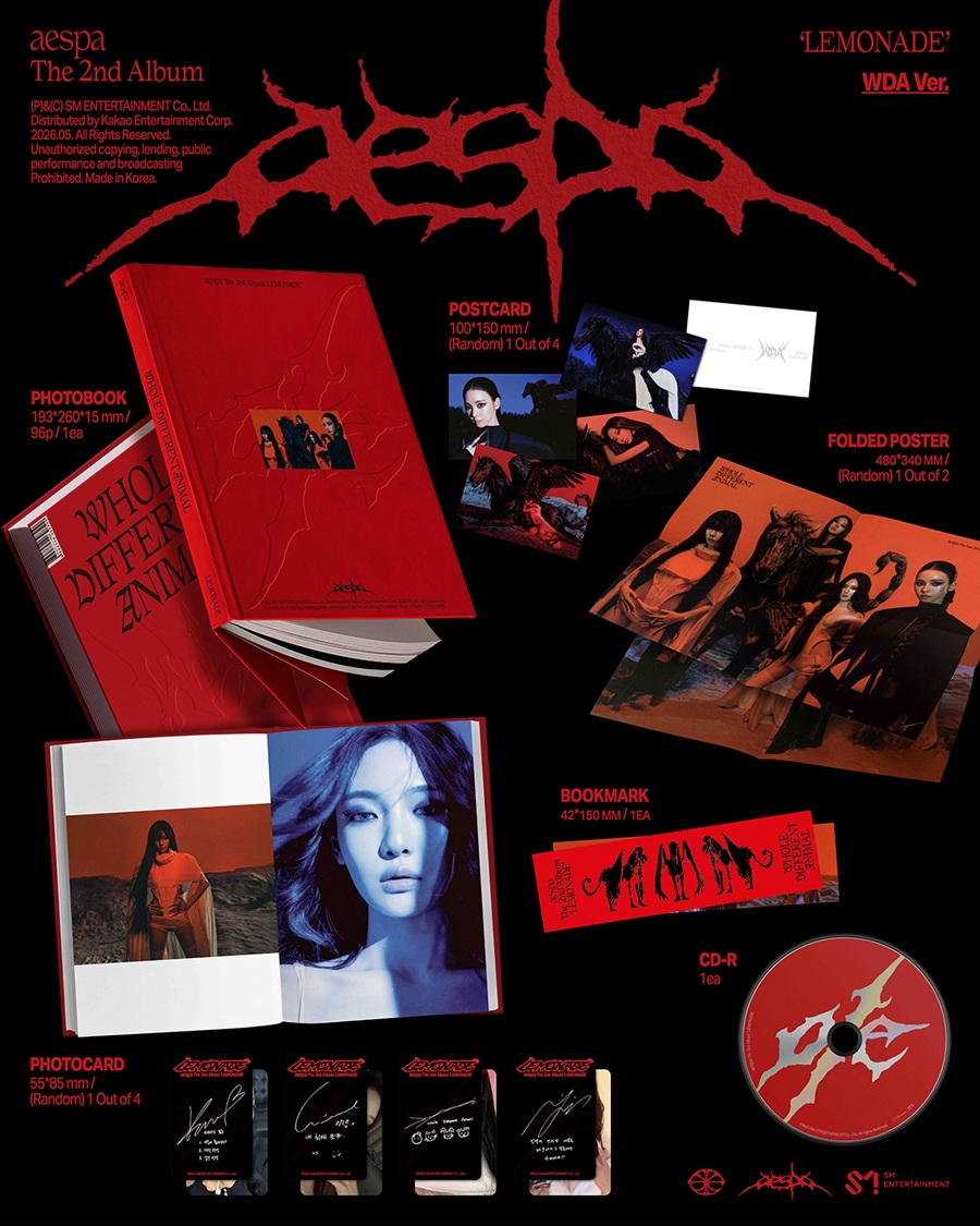 aespa – LEMONADE WDA Ver. – photobook, pocztówka, składany plakat, zakładka, CD i photocard