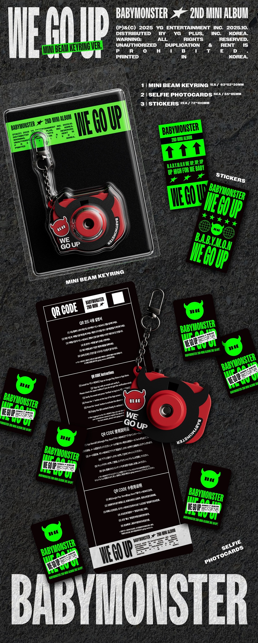 BABYMONSTER – WE GO UP (Mini Beam Keyring Ver.) – zestaw
