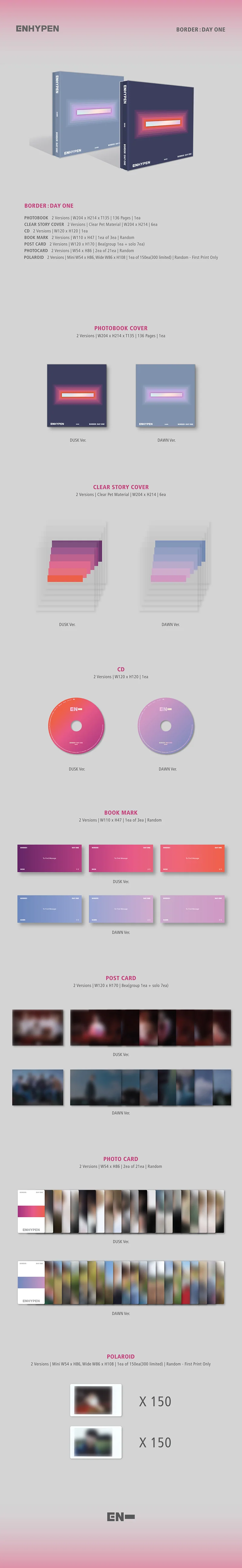 ENHYPEN – BORDER DAY ONE – zestaw albumowy